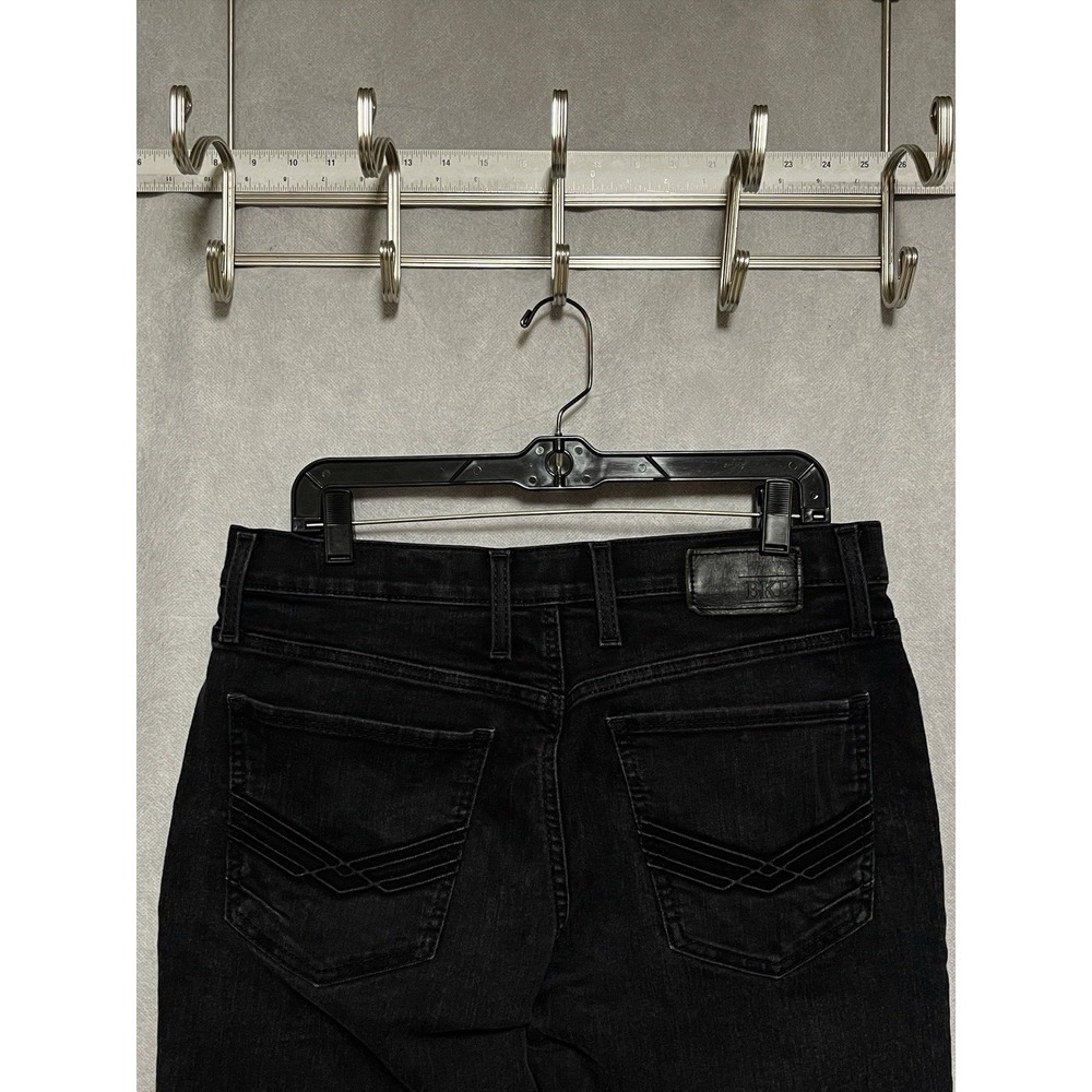 BKE Jeans Men 34x31 Black Dark Wash Jake Straight Preppy Buckle Stretch Preppy - Picture 8 of 11